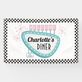 1950s Diner Retro Verjaardagsfeestje Banner - Sock