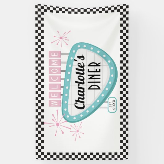 1950s Diner Retro Verjaardagsfeestje Banner - Sock (Verticaal)