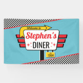 1950's Diner Retro Verjaardagsfeestje Sock Hop Ban Spandoek (Horizontaal)