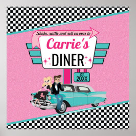 1950's Diner Retro Verjaardagsfeestje Sock Hop Ont Poster