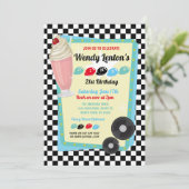 1950s Diner Verjaardag Milkshake Fifties Uitnodige Kaart (Staand voorkant)