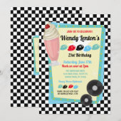 1950s Diner Verjaardag Milkshake Fifties Uitnodige Kaart (Voorkant / Achterkant)