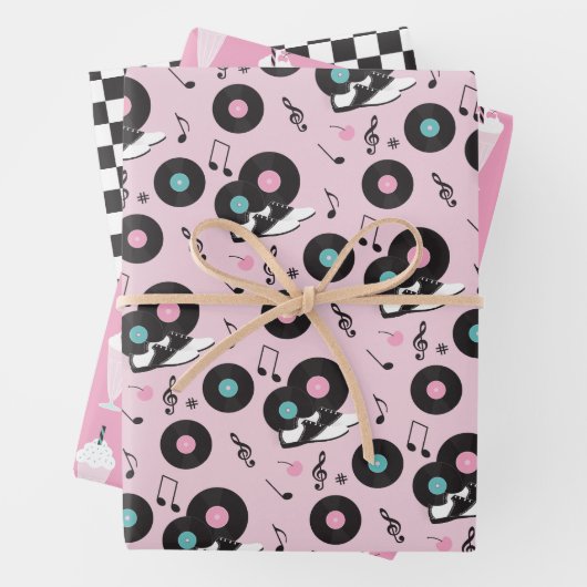 1950s Diner Verjaardag Wrapping Paper Sheets - Ret (In situ)