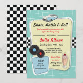 1950s Diner Verjaardagsfeest Vijftiger jaren Retro Kaart (Voorkant / Achterkant)