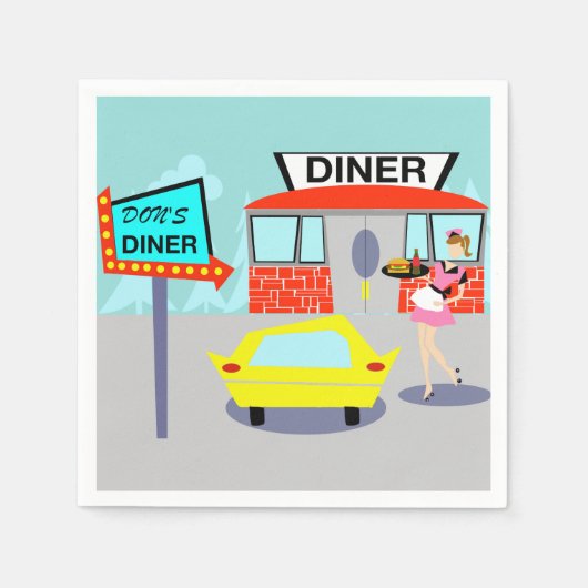 1950's Diner Wegwerp Servetten (Voorkant)
