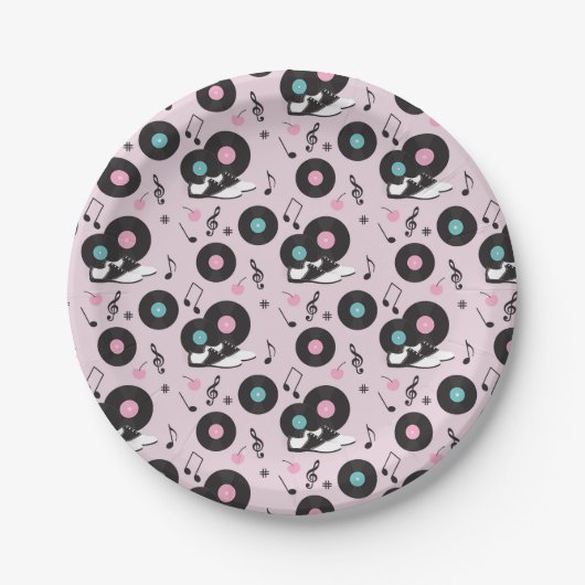 1950s Diner Zadelschoenen Papieren Borden - Retro Papieren Bordje (Voorkant)