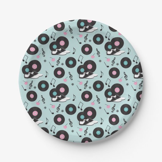 1950s Diner Zadelschoenen Papieren Borden - Retro Papieren Bordje (Voorkant)