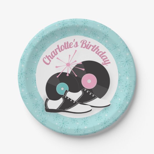 1950s Diner Zadelschoenen Verjaardag Papier Borden Papieren Bordje (Voorkant)