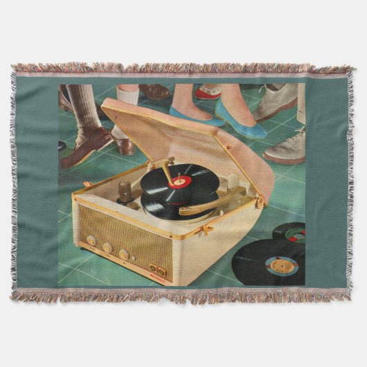 1950s draagbare platenspeler advertentie deken (Voorkant)