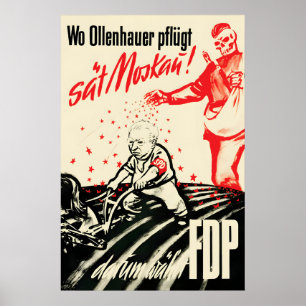 1950s Duitse verkiezingsposter FDP Politieke Muur Poster