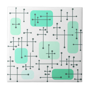 1950s Eames Era Art Crosshairs Mintgroen Tegeltje