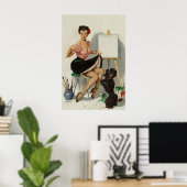 1950's Elvgren Pin-Up Hond Poster Iets Hulp  Voor (Thuiskantoor)