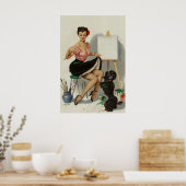 1950's Elvgren Pin-Up Hond Poster Iets Hulp  Voor (Keuken)