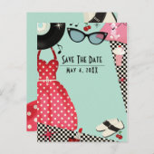 1950's Fifties Dress Up Retro  Opslaan Datum Aankondigingskaart (Voorkant / Achterkant)