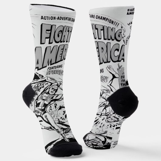 1950's 'Fighting American' Action Comic Socks Sokken (Gebogen)