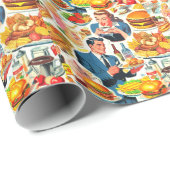 1950s Food Comics Illustratie Cadeaupapier (Rol Hoek)