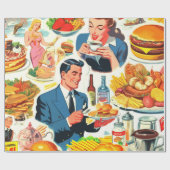 1950s Food Comics Illustratie Cadeaupapier (Vlak)