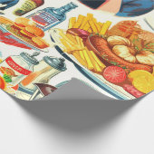 1950s Food Comics Illustratie Cadeaupapier (Hoek)