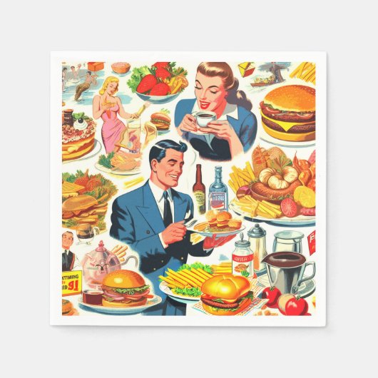 1950s Food Comics Illustratie Servet (Voorkant)