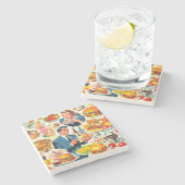  1950s Food Comics Illustratie Stenen Onderzetter (Zijkant)