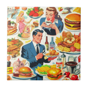 1950s Food Comics Illustratie Tegeltje