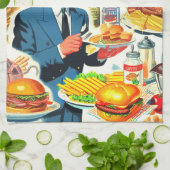  1950s Food Comics Illustratie Theedoek (Gevouwen)