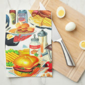  1950s Food Comics Illustratie Theedoek (Quarter Fold)