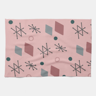 1950s Geometrische Abstracte kunst Roze Grijs Theedoek