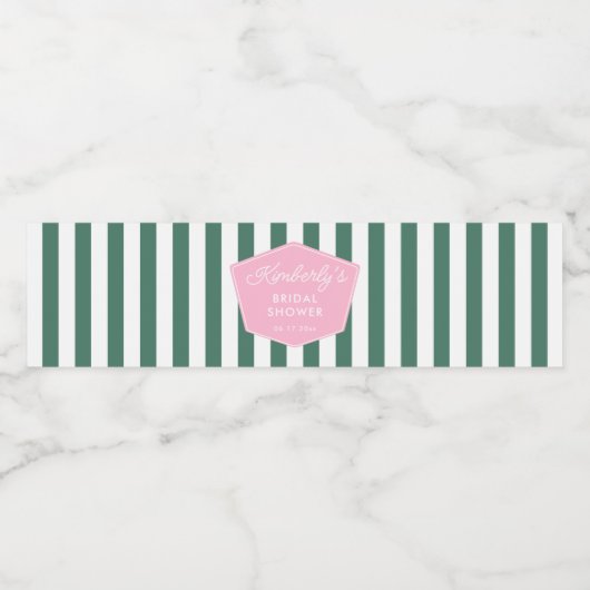 1950s Glamour Roze En Groene Trouwdag Bruidsshower Waterfles Etiket (Enkel label)