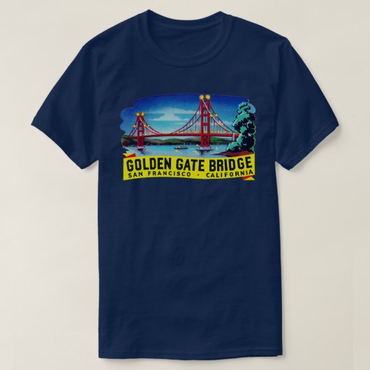 1950s Golden Gate Bridge San Francisco T-shirt (Design voorkant)