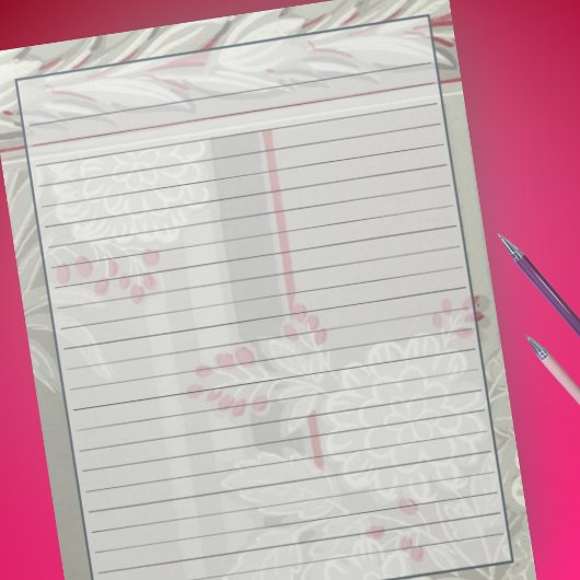 1950s Grijs en Wijn Retro Mid Century Patroon Notitieblok