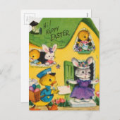 1950s  Happy Easter Animals Feestdagenkaart (Voorkant / Achterkant)