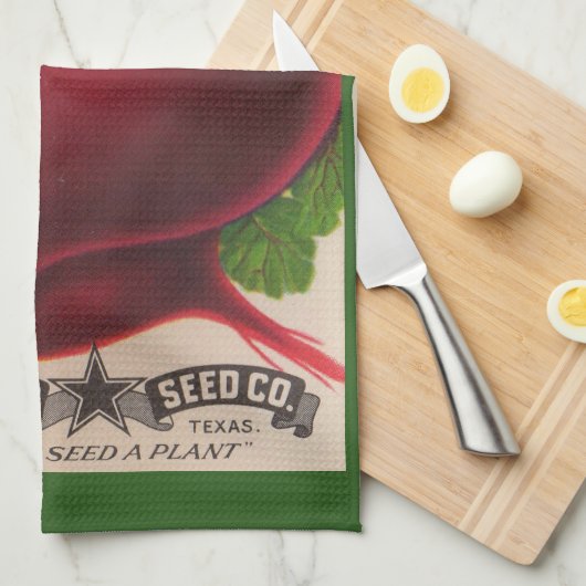 1950s het zaadpakket beet druk theedoek (Quarter Fold)