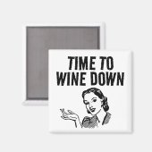 1950'S HUISVROUW WIJN DOWN FUNNY MAGNET (Voorkant / Achterkant)