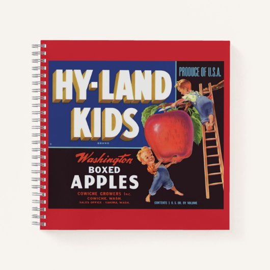 1950s Hyland Kids Washington Appels labelprint Notitieboek (Voorkant)