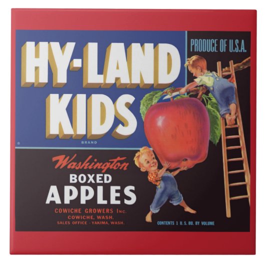 1950s Hyland Kinder Washington Appels label Tegeltje (Voorkant)