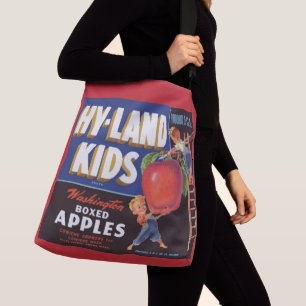 1950s Hyland Kinder Washington Apples label print Crossbody Tas