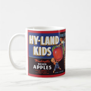 1950s Hyland Kinder Washington Apples label print Koffiemok