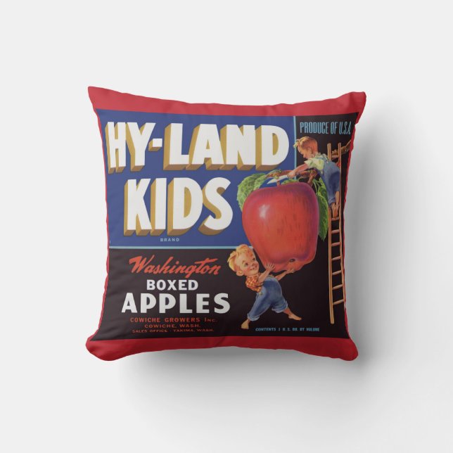 1950s Hyland Kinder Washington Apples label print Kussen (Voorkant)
