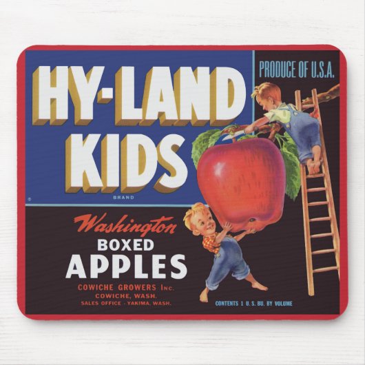 1950s Hyland Kinder Washington Apples label print Muismat (Voorkant)