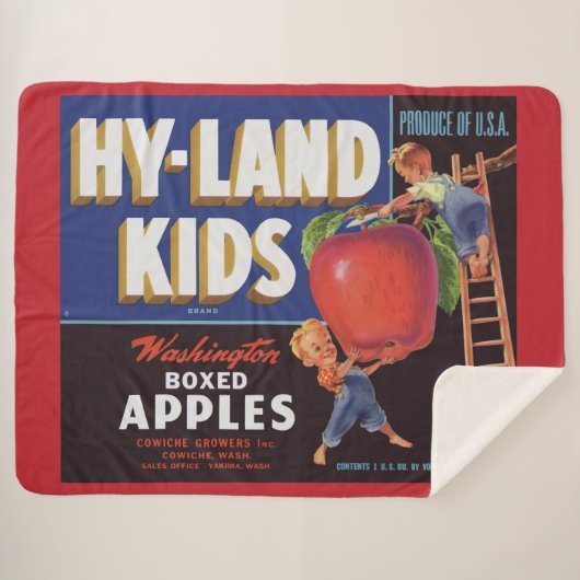 1950s Hyland Kinder Washington Apples label print Sherpa Deken (Voorkant (horizontaal))