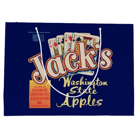 1950s Jack's Washington State Apples kratlabel Groot Cadeauzakje (Achterkant)