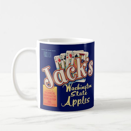 1950s Jack's Washington State Apples kratlabel Koffiemok (Links)