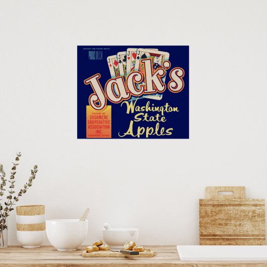 1950s Jack's Washington State Apples kratlabel Poster (Keuken)