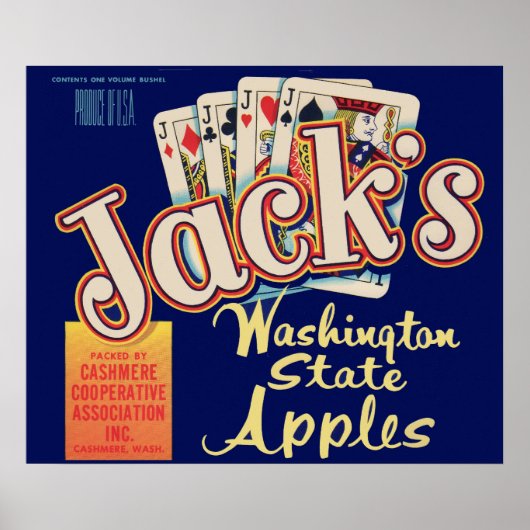 1950s Jack's Washington State Apples kratlabel Poster (Voorkant)