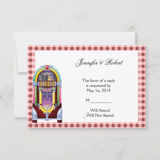 1950s Jukebox Response Kaart (Voorkant)