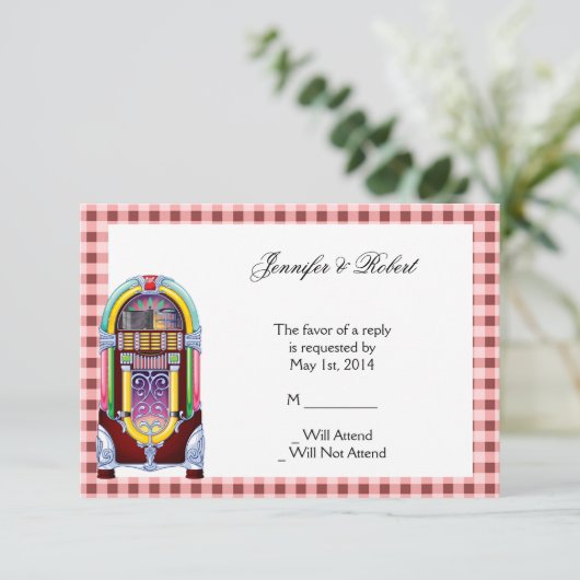 1950s  Jukebox Response Kaart (Staand voorkant)