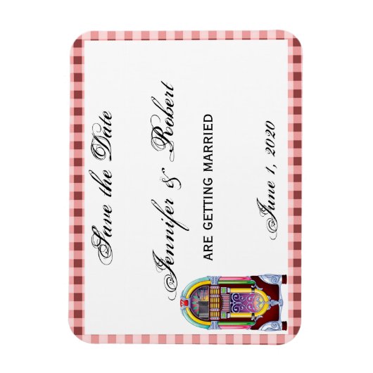 1950s  Jukebox Save the Date Magneet (Verticaal)
