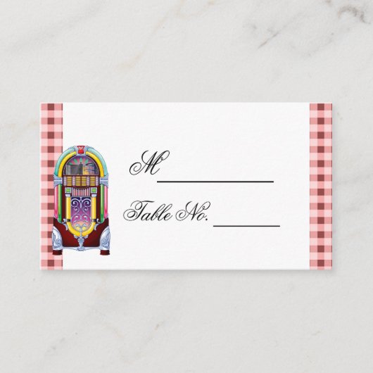 1950s Jukebox Trouwplaats Kaart Plaatskaartje (Voorkant)