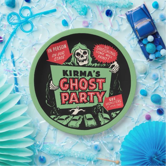 1950s Kirma's Ghost Party Spook Show Design Papieren Bordje (Feest)